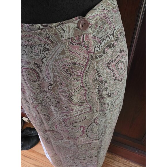 Talbots Petites Size 4 Silk Midi Skirt Paisley Print - Picture 2 of 6